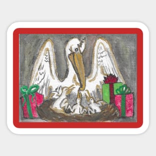 Louisiana Brown Pelican with Christmas Gifts Sticker